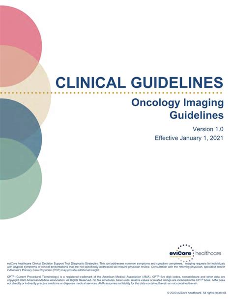 Centers for Medicare and Medicaid Services (CMS) is considering an adjustment to its reimbursement policy for low-dose CT lung cancer screening. . Evicore oncology imaging guidelines 2022